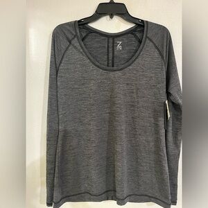 Byzella long sleve workout charcoal gray top NWT XL